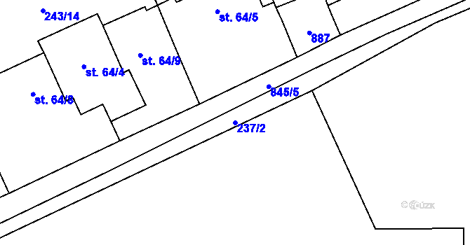 Parcela st. 237/2 v KÚ Pavlovice nad Mží, Katastrální mapa