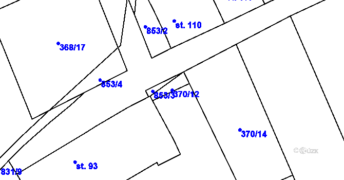 Parcela st. 370/12 v KÚ Pavlovice nad Mží, Katastrální mapa