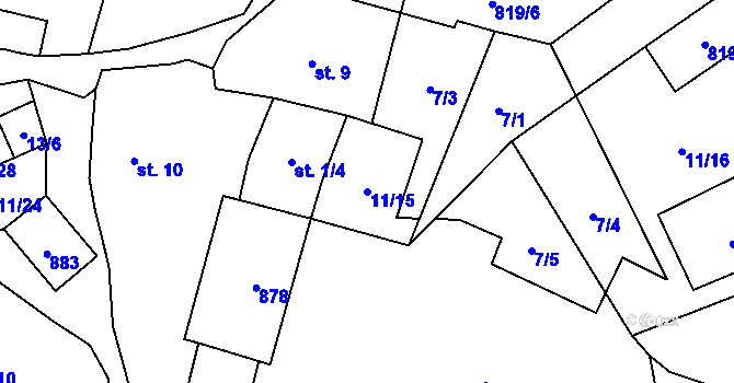 Parcela st. 11/15 v KÚ Pavlovice nad Mží, Katastrální mapa