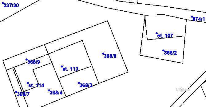 Parcela st. 368/6 v KÚ Pavlovice nad Mží, Katastrální mapa