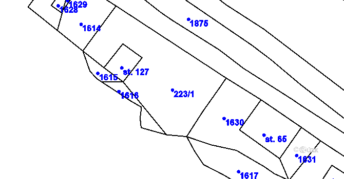 Parcela st. 223/1 v KÚ Pavlovice u Jestřebí, Katastrální mapa