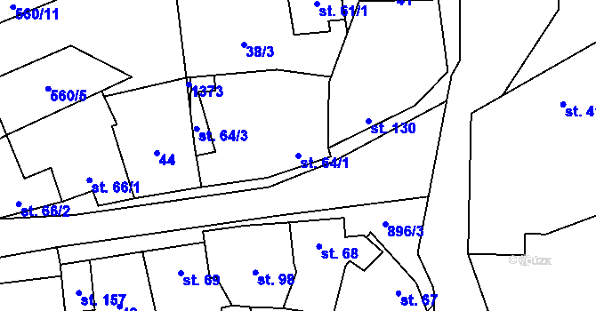 Parcela st. 64/1 v KÚ Pavlovice u Kojetína, Katastrální mapa