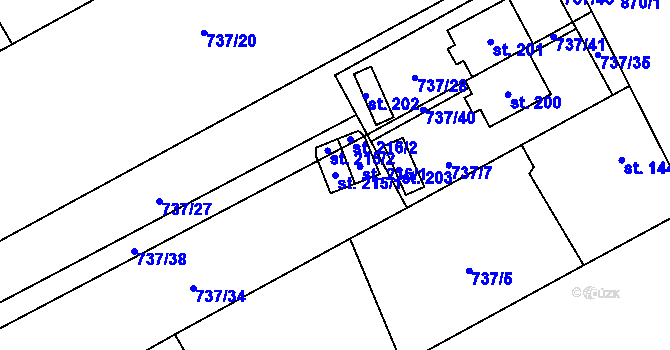 Parcela st. 215/1 v KÚ Pavlovice u Kojetína, Katastrální mapa