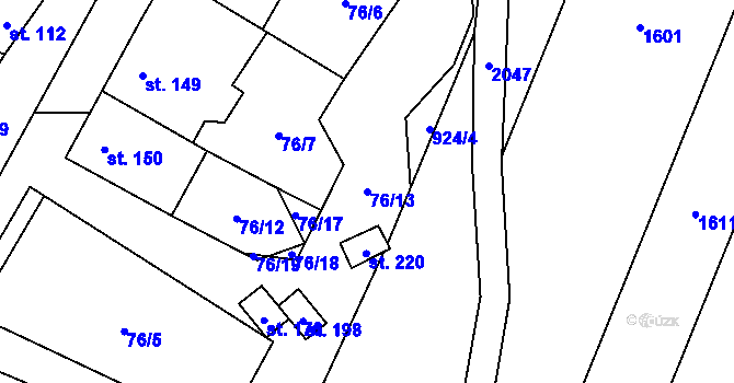 Parcela st. 76/13 v KÚ Pavlovice u Kojetína, Katastrální mapa