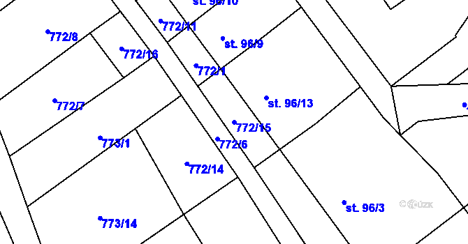 Parcela st. 772/15 v KÚ Pavlovice u Kojetína, Katastrální mapa