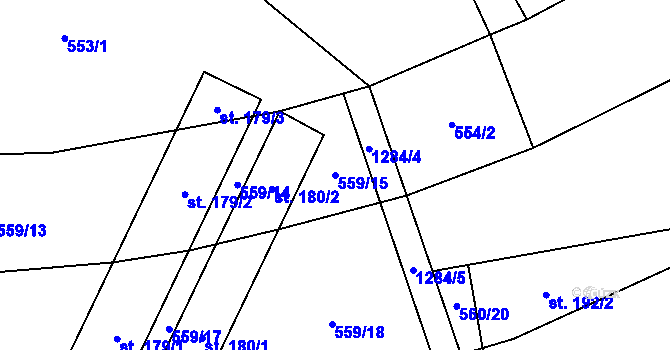 Parcela st. 559/15 v KÚ Pavlovice u Kojetína, Katastrální mapa