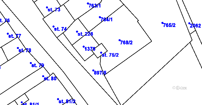 Parcela st. 75/2 v KÚ Pavlovice u Kojetína, Katastrální mapa