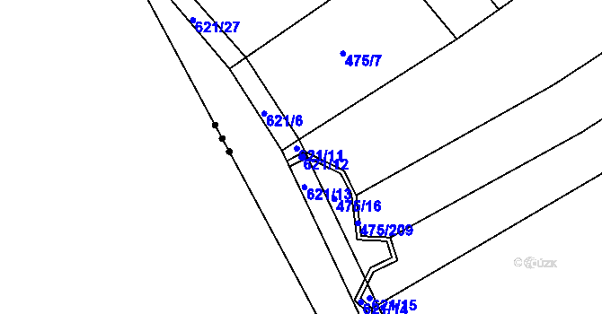 Parcela st. 621/12 v KÚ Pavlovice u Přerova, Katastrální mapa