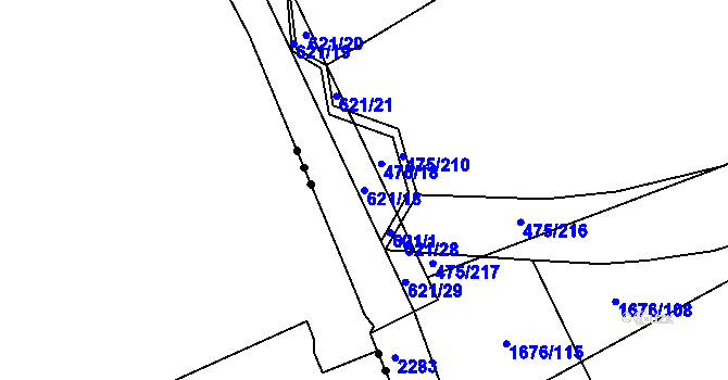Parcela st. 621/18 v KÚ Pavlovice u Přerova, Katastrální mapa