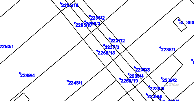 Parcela st. 2255/18 v KÚ Pavlovice u Přerova, Katastrální mapa