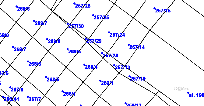 Parcela st. 257/28 v KÚ Pavlovice u Přerova, Katastrální mapa