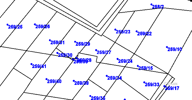 Parcela st. 259/27 v KÚ Pavlovice u Přerova, Katastrální mapa