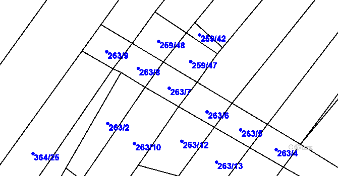 Parcela st. 263/7 v KÚ Pavlovice u Přerova, Katastrální mapa