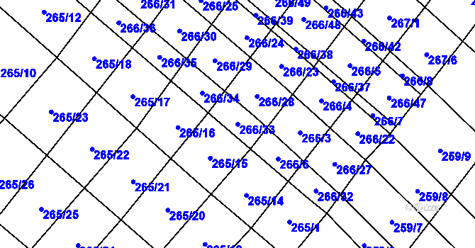 Parcela st. 266/33 v KÚ Pavlovice u Přerova, Katastrální mapa