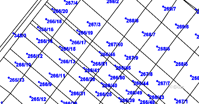 Parcela st. 266/46 v KÚ Pavlovice u Přerova, Katastrální mapa