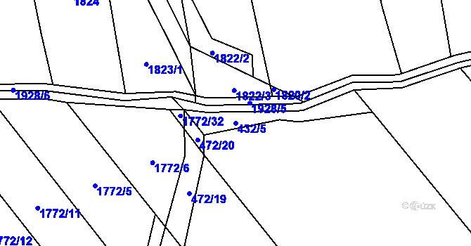 Parcela st. 432/5 v KÚ Pavlovice u Přerova, Katastrální mapa