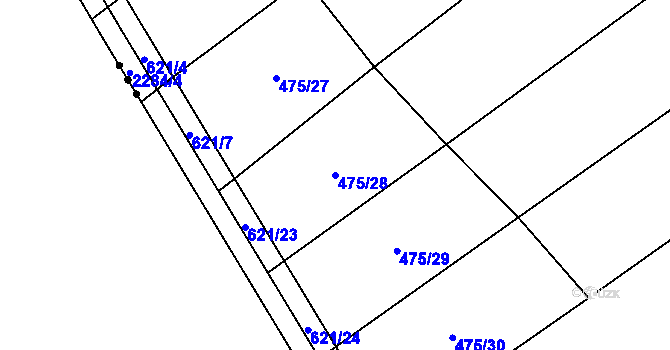 Parcela st. 475/28 v KÚ Pavlovice u Přerova, Katastrální mapa