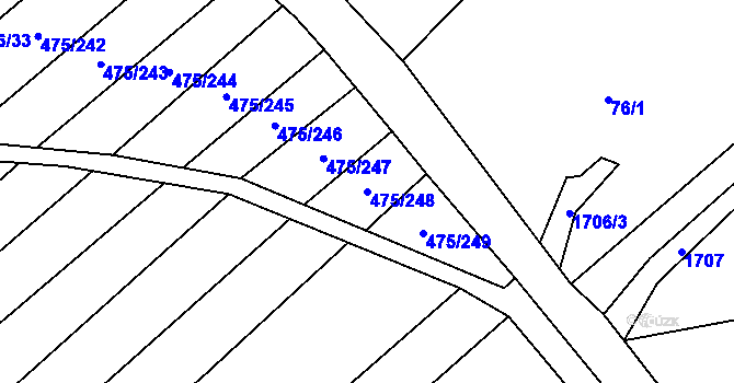 Parcela st. 475/248 v KÚ Pavlovice u Přerova, Katastrální mapa