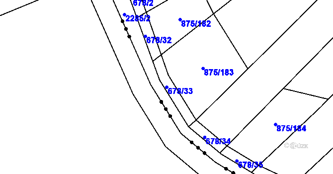 Parcela st. 678/33 v KÚ Pavlovice u Přerova, Katastrální mapa