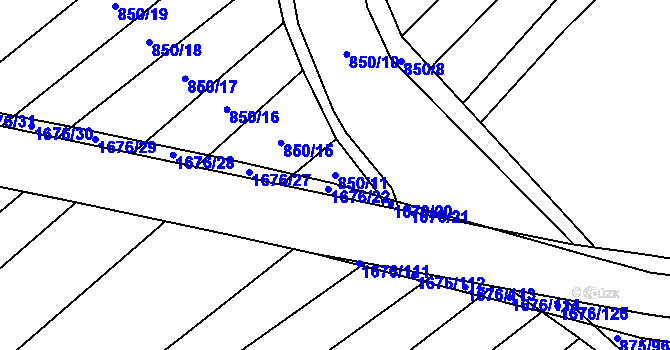 Parcela st. 850/11 v KÚ Pavlovice u Přerova, Katastrální mapa