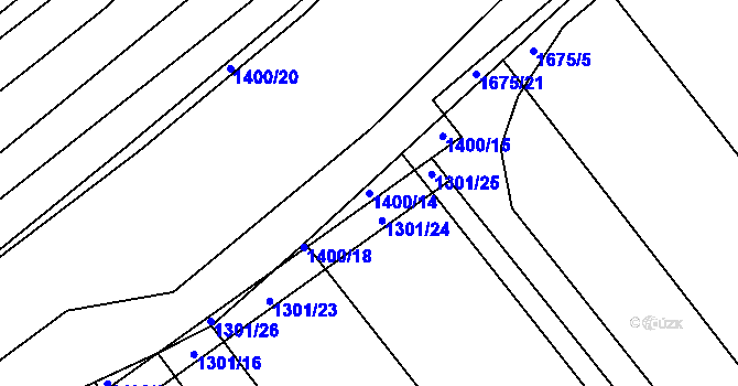 Parcela st. 1400/14 v KÚ Pavlovice u Přerova, Katastrální mapa