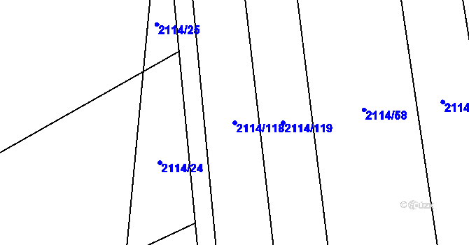 Parcela st. 2114/118 v KÚ Pavlovice u Přerova, Katastrální mapa