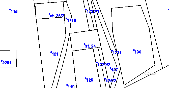 Parcela st. 24 v KÚ Pavlovice u Přerova, Katastrální mapa