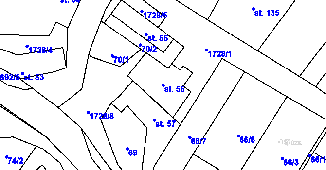 Parcela st. 56 v KÚ Pavlovice u Přerova, Katastrální mapa