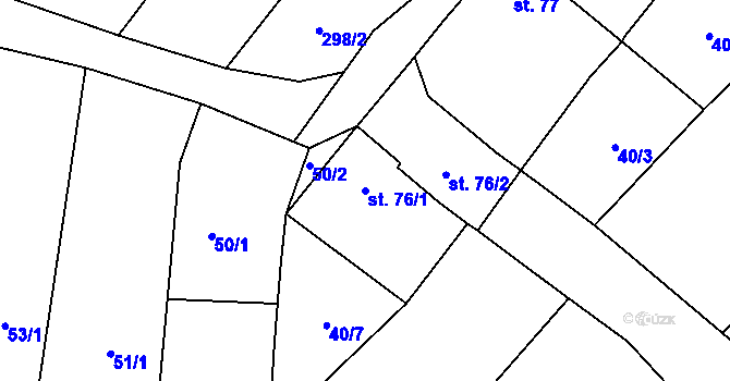 Parcela st. 76/1 v KÚ Pavlovice u Přerova, Katastrální mapa