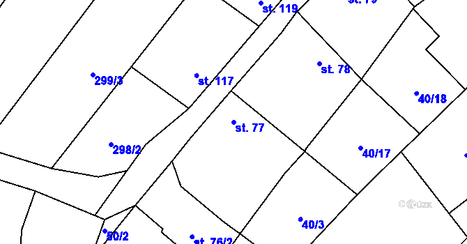 Parcela st. 77 v KÚ Pavlovice u Přerova, Katastrální mapa