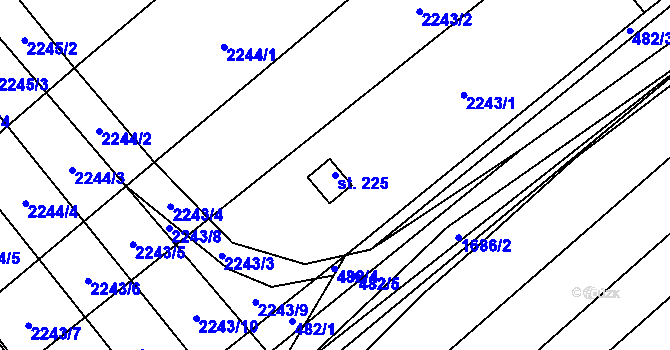 Parcela st. 225 v KÚ Pavlovice u Přerova, Katastrální mapa