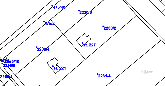 Parcela st. 227 v KÚ Pavlovice u Přerova, Katastrální mapa