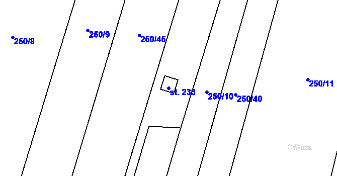 Parcela st. 233 v KÚ Pavlovice u Přerova, Katastrální mapa