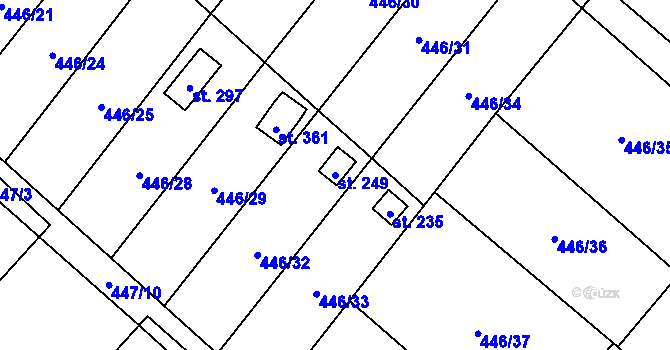 Parcela st. 249 v KÚ Pavlovice u Přerova, Katastrální mapa