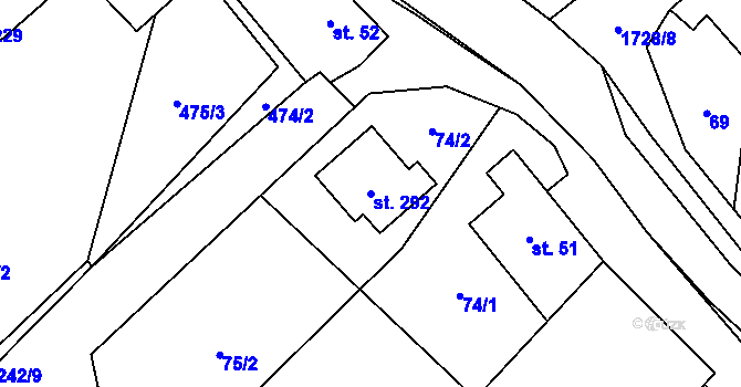 Parcela st. 292 v KÚ Pavlovice u Přerova, Katastrální mapa