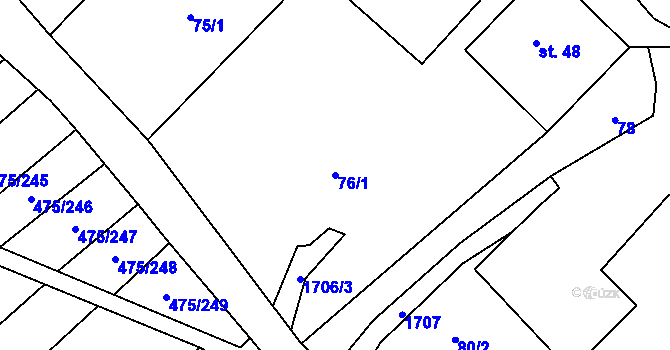 Parcela st. 76/1 v KÚ Pavlovice u Přerova, Katastrální mapa