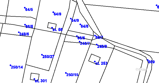 Parcela st. 248/7 v KÚ Pavlovice u Přerova, Katastrální mapa