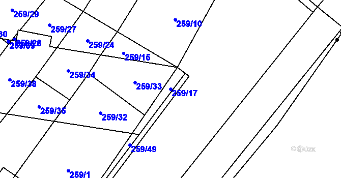 Parcela st. 259/17 v KÚ Pavlovice u Přerova, Katastrální mapa