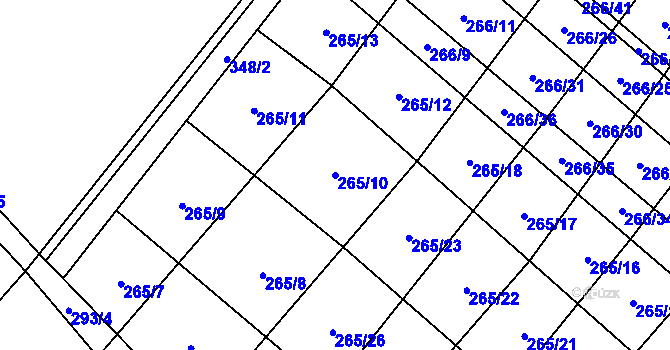 Parcela st. 265/10 v KÚ Pavlovice u Přerova, Katastrální mapa