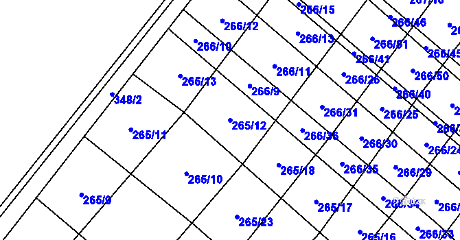 Parcela st. 265/12 v KÚ Pavlovice u Přerova, Katastrální mapa