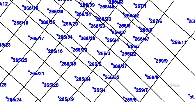 Parcela st. 266/3 v KÚ Pavlovice u Přerova, Katastrální mapa