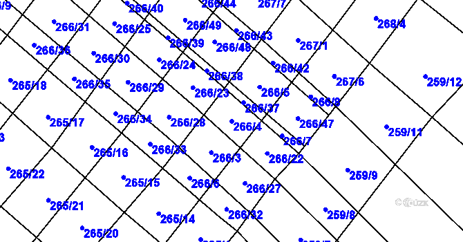 Parcela st. 266/4 v KÚ Pavlovice u Přerova, Katastrální mapa