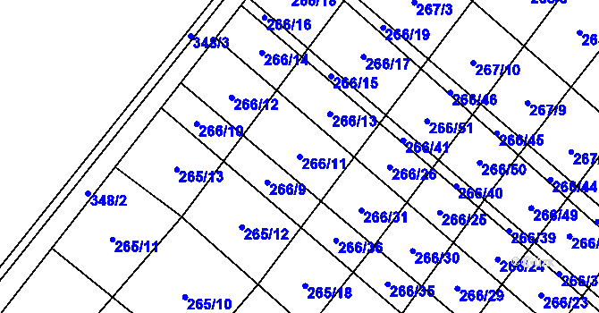 Parcela st. 266/11 v KÚ Pavlovice u Přerova, Katastrální mapa