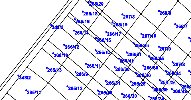 Parcela st. 266/13 v KÚ Pavlovice u Přerova, Katastrální mapa