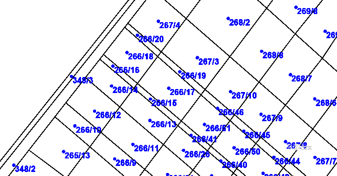 Parcela st. 266/17 v KÚ Pavlovice u Přerova, Katastrální mapa