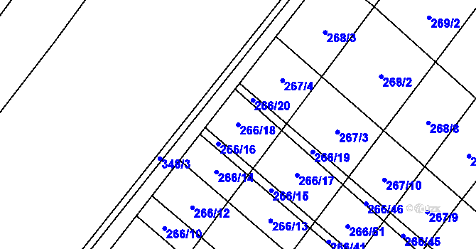 Parcela st. 266/18 v KÚ Pavlovice u Přerova, Katastrální mapa