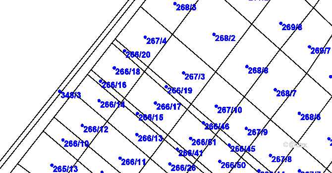Parcela st. 266/19 v KÚ Pavlovice u Přerova, Katastrální mapa