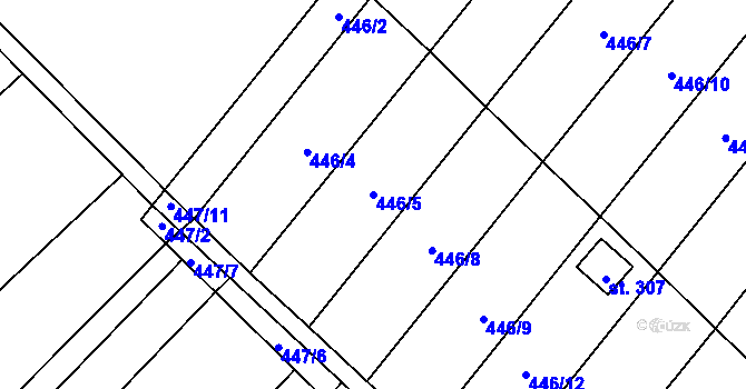 Parcela st. 446/5 v KÚ Pavlovice u Přerova, Katastrální mapa