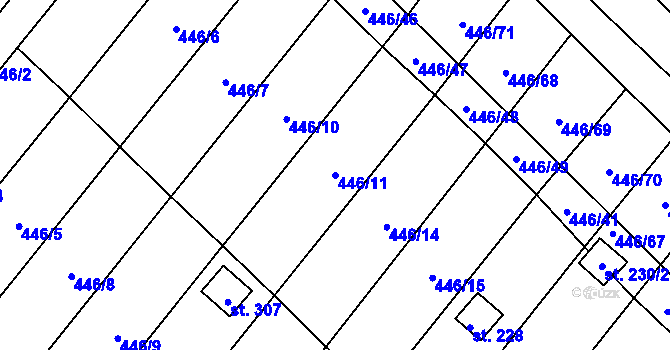 Parcela st. 446/11 v KÚ Pavlovice u Přerova, Katastrální mapa