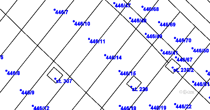 Parcela st. 446/14 v KÚ Pavlovice u Přerova, Katastrální mapa
